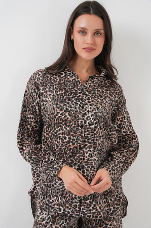 6699 Leopar Desenli Alt Üst Takım - C. Kahverengi