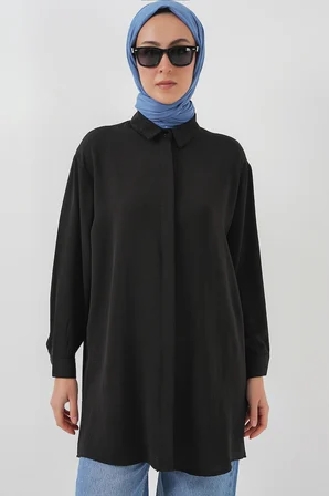 Kadın Uzun Gömlek Tunik 5945 - Siyah
