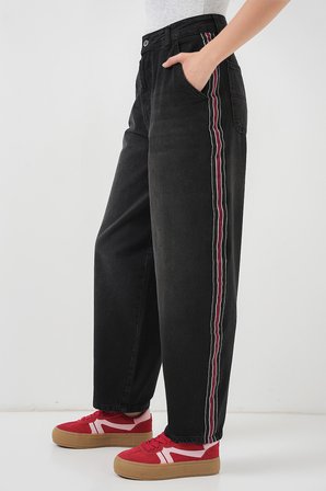 Kadın Baggy Kot Pantolon 6700 - Siyah