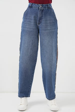 Kadın Baggy Kot Pantolon 6700 - Lacivert