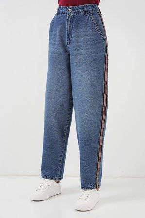 Kadın Baggy Kot Pantolon 6700 - Lacivert