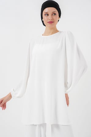 Ayrobin Tunik Pantolon Alt Üst Takım 6712 - Beyaz