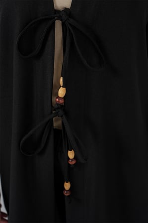 Kadın Keten Kimono İkili Takım 6727 - Siyah