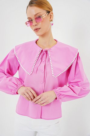 Kadın Bebe Yaka Gömlek 20314 - Pembe