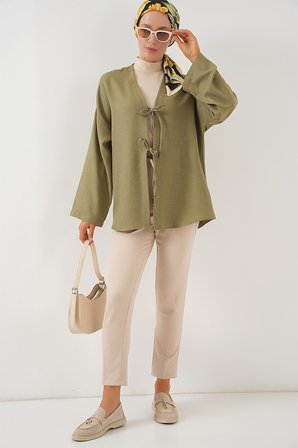 Keten Tesettür Kimono 5968 - Çağla