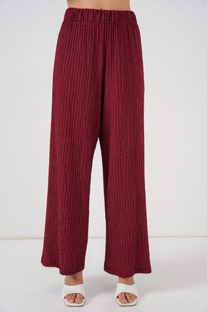 Kadın Örme Bluz Pantolon İkili Takım 30052 - Bordo