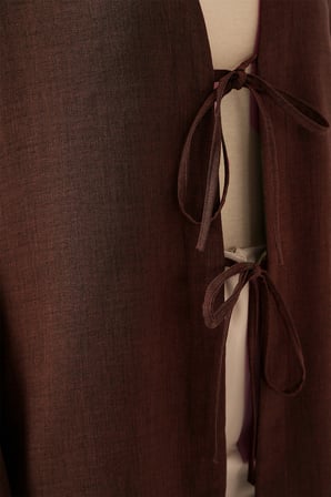 Keten Tesettür Kimono 5968 - Kahverengi