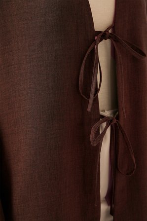 Keten Tesettür Kimono 5968 - Kahverengi