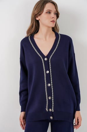Kadın Hırka Pantolon Triko İkili Takım 15956 - Lacivert