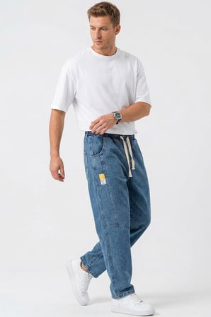 Erkek Rahat Kesim Baggy Jean Pantolon 30074 - İndigo