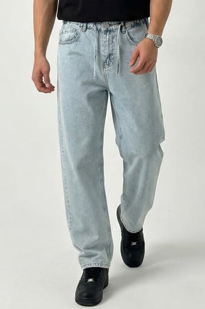 Erkek Rahat Kesim Baggy Jean Pantolon 30075 - Mavi
