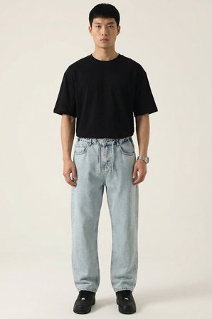 Erkek Rahat Kesim Baggy Jean Pantolon 30075 - Mavi