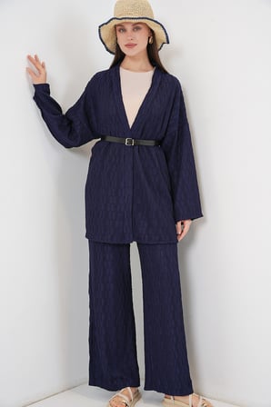 Kadın Kimono Pantolon İkili Takım 30078 - Lacivert