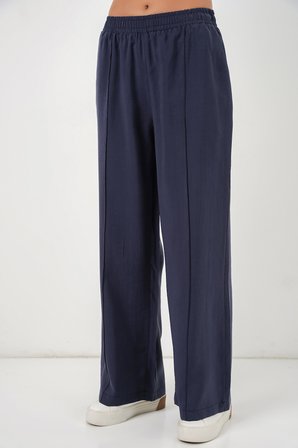Kadın Beli Lastikli Bol Paça Pantolon 30087 - Lacivert
