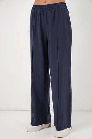 Kadın Beli Lastikli Bol Paça Pantolon 30087 - Lacivert