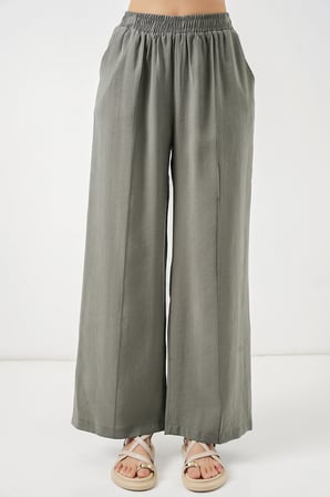 Kadın Beli Lastikli Bol Paça Pantolon 30087 - Gri