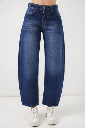 Kadın Yüksek Bel Kot Pantolon 30081 - Lacivert