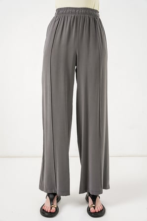 Kadın Beli Lastikli Bol Paça Pantolon 30087 - Antrasit