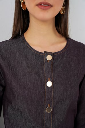 Kadın Kuşaklı Uzun Denim Elbise 2595 - Kahverengi