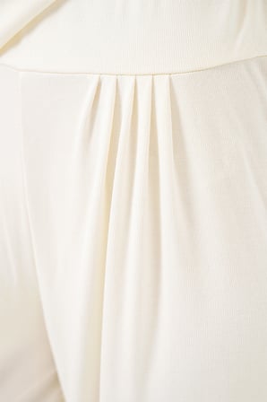 Kadın Örme Bluz Pantolon İkili Takım 30085 - Beyaz