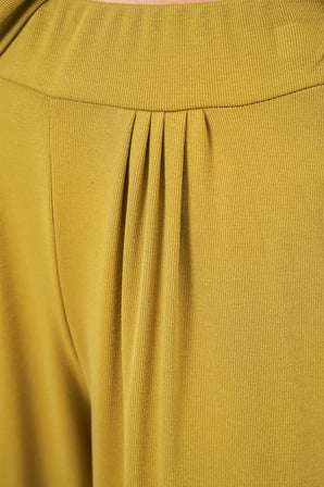 Kadın Örme Bluz Pantolon İkili Takım 30085 - E.Yeşil