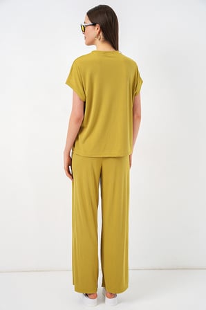 Kadın Örme Bluz Pantolon İkili Takım 30085 - E.Yeşil