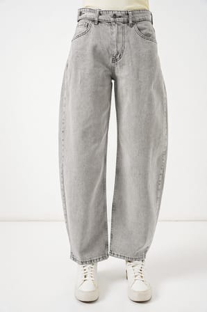 Kadın Yüksek Bel Kot Pantolon 30081 - Gri