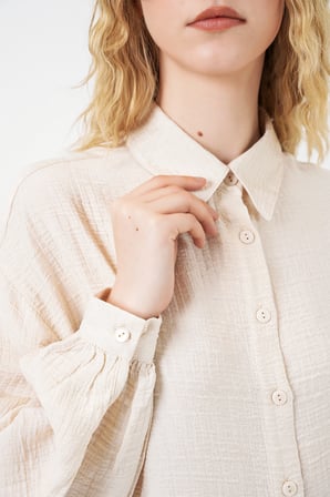 Kadın Dokulu Oversize Tunik 5989 - Krem