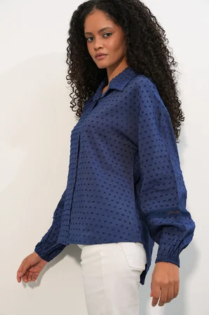 Kadın Oversize Desenli Gömlek 20379 - Lacivert