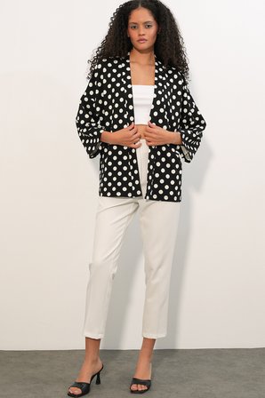 Kadın Örme Puantiyeli Kimono 5996 - Siyah