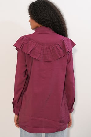 Kadın Fırfır Detaylı Gömlek Tunik 5994 - Bordo