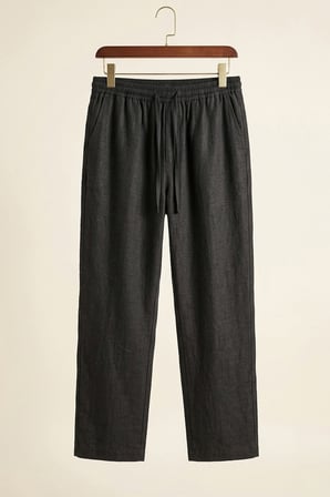 Erkek Rahat Keten Pantolon 30118 - Siyah
