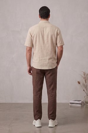Erkek Rahat Keten Pantolon 30118 - Kahverengi