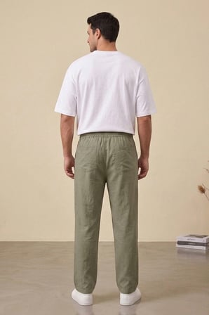Erkek Rahat Keten Pantolon 30118 - Haki