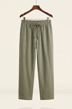 Erkek Rahat Keten Pantolon 30118 - Haki