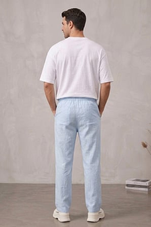 Erkek Rahat Keten Pantolon 30118 - Mavi