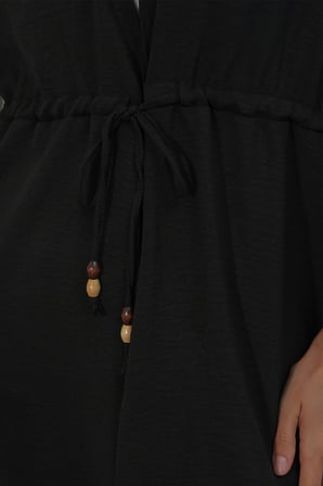 Kadın Ayrobin Kimono Pantolon İkili Takım 30101 - Siyah