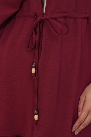 Kadın Ayrobin Kimono Pantolon İkili Takım 30101 - Bordo