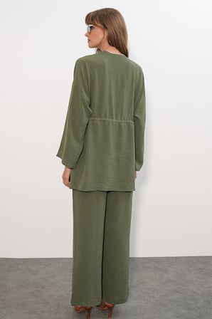 Kadın Ayrobin Kimono Pantolon İkili Takım 30101 - Haki