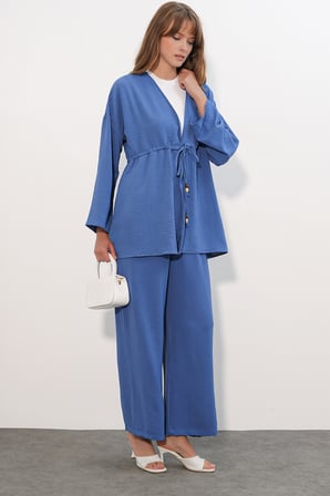 Kadın Ayrobin Kimono Pantolon İkili Takım 30101 - İndigo