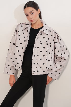 Kadın A.Ekru Oversize Süet Ceket 1055 - A.Ekru
