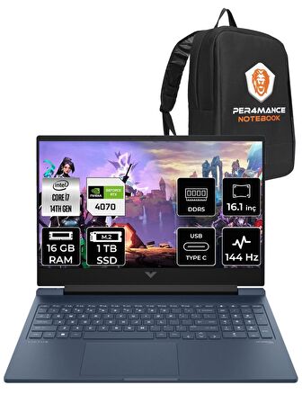 HP VİCTUS 16  i7-14700HX 16GB RAM 1TB SSD RTX4070/8GB 144Hz 16.1 FHD FDOS 9J221EA & PER4 ÇANTA