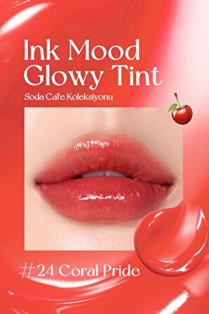 Ağırlık Hissi Vermeyen, Pigmentli Parlak Tint Peripera Ink Mood Glowy Tint ( #24 Coral Pride)