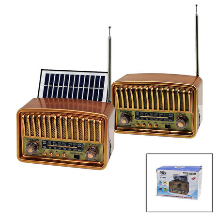 BT SOLAR PANELLİ - USB ŞARJLI BLUETOOTH - WİFİ  İBRELİ  FM RADYO MP3 USB - TF PLAYER 4V OUT - 5V IN RT-852 (5042)