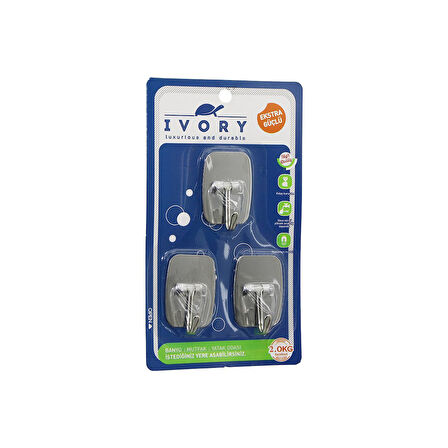 3PCS DİKDÖRTGEN - KOMPLE METAL  YAPIŞKAN ASKI  2KG TAŞIMA (5042)