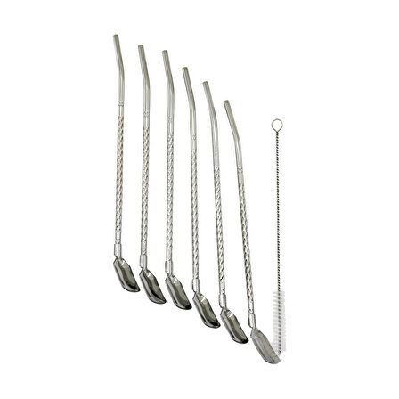 7PCS - 6PİPET + 1TEMİZLEME FIRÇA  ÇELK KAŞIKLI PİPET (5042)