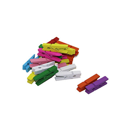 MİNİ  RENKLİ AHŞAP  FOTOĞRAF - SÜS - SUNUM MANDALI  24PCS ± 2AD (5042)