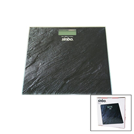 DİJİTAL - PİLLİ  CAM BANYO BASKÜLÜ  LCD EKRAN - SICAKLIK GÖSTERGELİ   180KG/50GR   26X26CM  SİNBO SBS-4450 (5042)
