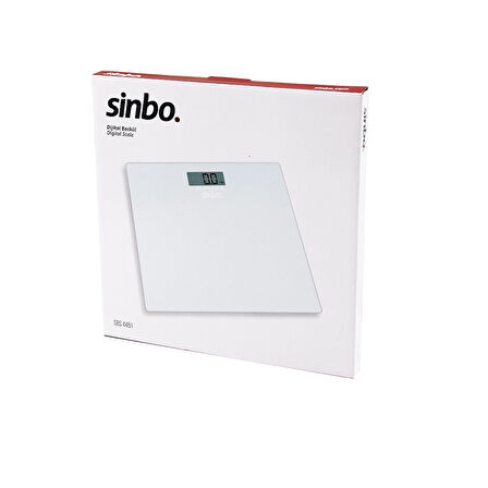 SİNBO SBS-4451 DİJİTAL - PİLLİ BEYAZ CAM BANYO BASKÜL TERAZİ TARTI LCD EKRAN 180KG/100GR 26X26CM (5042)