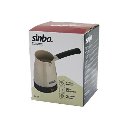 SİNBO SCM-2975 ELEKTRİKLİ CEZVE PLS.TÜRK KAHVE MAKİNE ÇELİK GİZLİ REZİSTANS700W 4 FİNCAN - 320MLTAK-ÇIKAR KULP (5042)